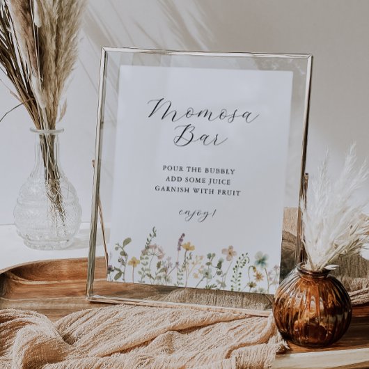 Aquarell Wildblumen Kinderdusche Momosa Bar Poster