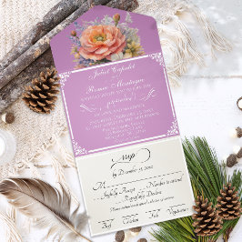Aquarell-Wildblumen - Lavendel All-in-One-Einladung