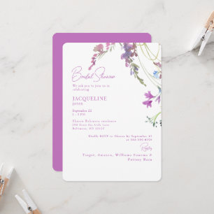 Aquarell-Wildblumen-Lavendel-Brautparty Einladung