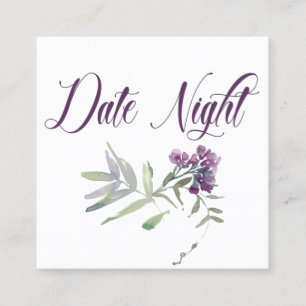 Aquarell-Wildblumen-Lavendel-Dating-Abendkarte Quadratische Visitenkarte
