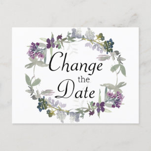 Aquarell-Wildblumen Lavendel Datum ändern Postkarte