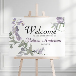 Aquarell-Wildblumen-Lavendel-Duschvorhang-Plakat Poster