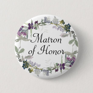 Aquarell-Wildblumen Lavendel Matrone der Ehre Button