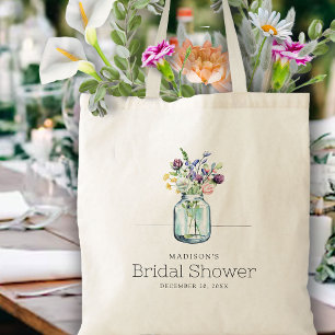 Aquarell-Wildblumen-Leinen-Boho-Brautparty Tragetasche