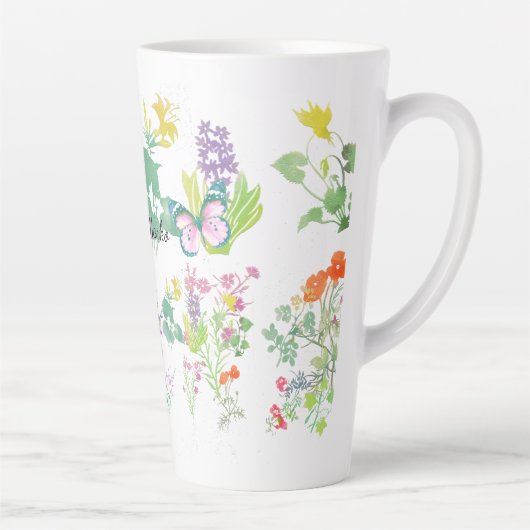 Aquarell-Wildblumen Milchtasse (Rechts)