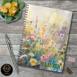 Aquarell-Wildblumen Minimalistischer Name  Notizblock