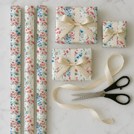Aquarell-Wildblumen-Mohn-Gänseblümchen-Verpackungs Geschenkpapier Set