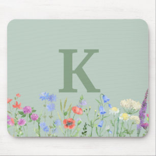 Aquarell-Wildblumen-Monogramm  Mousepad