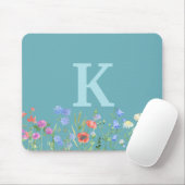 Aquarell-Wildblumen-Monogramm Mousepad (Mit Mouse)
