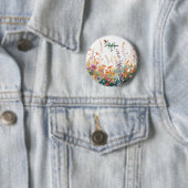 Aquarell-Wildblumen-Monogramm Personalisierter Nam Button (Beispiel)
