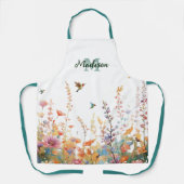Aquarell-Wildblumen-Monogramm Personalisierter Nam Schürze (Vorderseite)