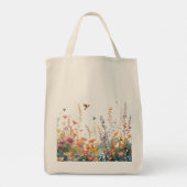 Aquarell-Wildblumen-Monogramm personalisierter Nam Tragetasche (Rückseite)