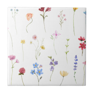 Aquarell-Wildblumen-Muster Cottage im minimalistis Fliese