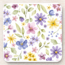 Aquarell-Wildblumen-Muster-Getränkeuntersetzer