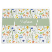 Aquarell-Wildblumen-Name Große Geschenktüte (Vorderseite)