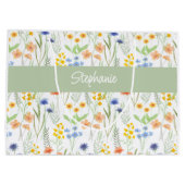 Aquarell-Wildblumen-Name Große Geschenktüte (Rückseite)