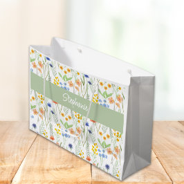 Aquarell-Wildblumen-Name Große Geschenktüte