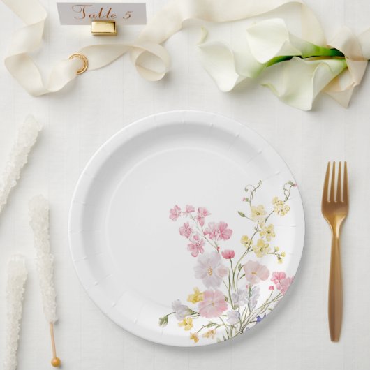 Aquarell-Wildblumen Pappteller (Hochzeit)