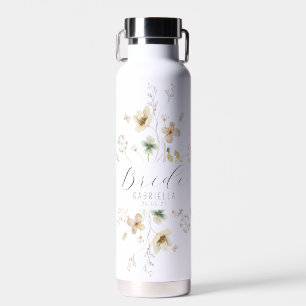 Aquarell-Wildblumen-personalisierte Braut Trinkflasche