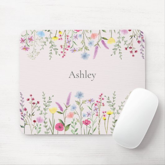 Aquarell-Wildblumen personalisierte Mauspad (Mit Mouse)