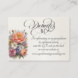 Aquarell-Wildblumen, QR-Code - Creme Begleitkarte