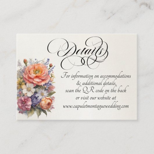 Aquarell-Wildblumen, QR-Code - Creme Begleitkarte (Vorderseite)
