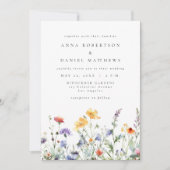 Aquarell-Wildblumen-QR-Code-Foto-Hochzeit Einladung (Vorderseite)