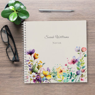 Aquarell-Wildblumen-Rahmen-Blumen-Notizbuch Notizblock