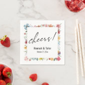 Aquarell-Wildblumen-Rahmen + Prost!-Typografie Serviette (Beispiel)