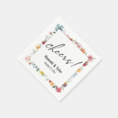 Aquarell-Wildblumen-Rahmen + Prost!-Typografie Serviette (Ecke)