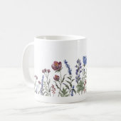 Aquarell-Wildblumen-Rand-Blumen-Tasse Kaffeetasse (Vorderseite Links)