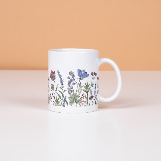 Aquarell-Wildblumen-Rand-Blumen-Tasse Kaffeetasse