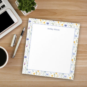 Aquarell-Wildblumen-Rand-Notizblock Notizblock