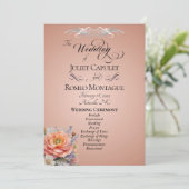 Aquarell-Wildblumen - Rosen-Gold-Hochzeit Programm (Stehend Vorderseite)