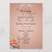 Aquarell-Wildblumen - Rosen-Gold-Hochzeit Programm (Vorderseite)