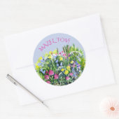 Aquarell Wildblumen Runder Aufkleber (Umschlag)