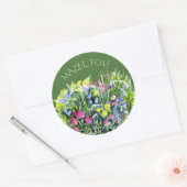 Aquarell Wildblumen Runder Aufkleber (Umschlag)