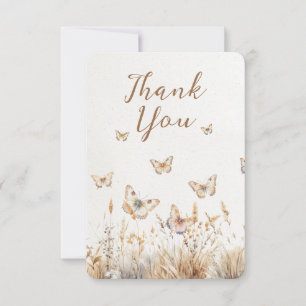 Aquarell-Wildblumen-Schmetterling-Boho-Baby-Party Dankeskarte