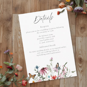Aquarell-Wildblumen-Schmetterling Moderne Hochzeit Begleitkarte