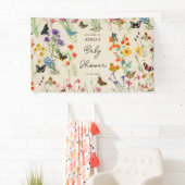 Aquarell Wildblumen Schmetterlinge Kinderdusche Banner (Insitu)