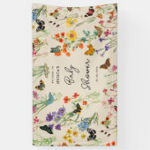 Aquarell Wildblumen Schmetterlinge Kinderdusche Banner (Vertikal)