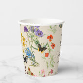 Aquarell Wildblumen Schmetterlinge Kinderdusche Pappbecher (Vorderseite)