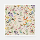Aquarell Wildblumen Schmetterlinge Kinderdusche Serviette (Vorderseite)