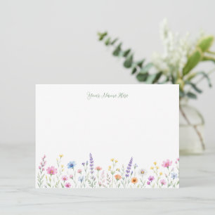 Aquarell-Wildblumen-Schreibwaren Mitteilungskarte