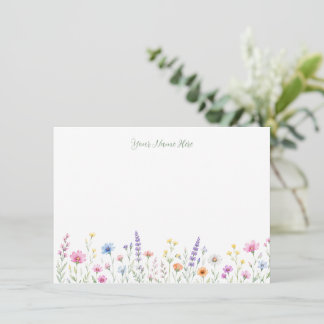 Aquarell-Wildblumen-Schreibwaren Mitteilungskarte