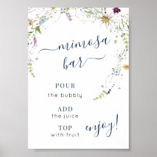 Aquarell-Wildblumen-Schrift Mimosa-Bar-Schild Poster