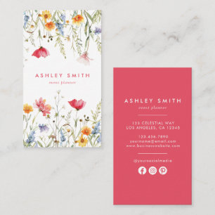 Aquarell-Wildblumen-Social-Media Visitenkarte
