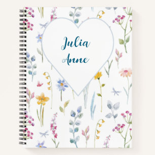 Aquarell-Wildblumen-Spiralblock Notizblock
