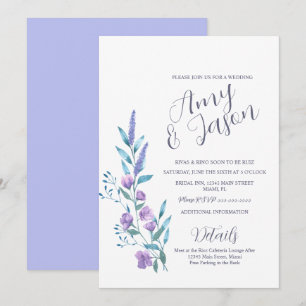 Aquarell-Wildblumen-Stille-Lavendel-Hochzeit Einladung