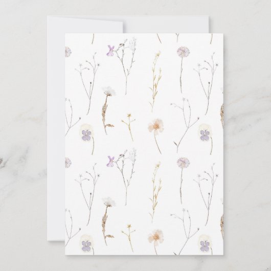 Aquarell Wildblumen Taufe & 1. Geburtstag Einladung (Rückseite)